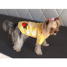  Kutyaruha - Kutyapulóver - kutyapulcsi - Divatos Sárga Kötött kutyapulóver Eper Mintával - S kutyaruha