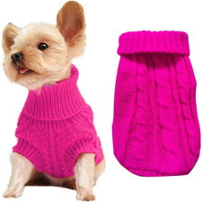  Kutyaruha - Kutyapulóver - kutyapulcsi, Kötött Garbós - meleg - sötétrózsaszín - 2XL - sötét rózsaszín kutyaruha