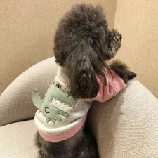  Kutyaruha - Kutyapulóver - Kutyapulcsi - Krokodil mintás - kétféle színben - S - szürke-rózsaszín / zöld krokodillal kutyaruha