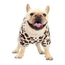  Kutyaruha - Kutyapulóver - Kutyapulcsi - Leopárd mintás plüss pulóver - Vajszín - 2XL kutyaruha