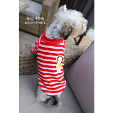  Kutyaruha - Kutyapulóver - Kutyapulcsi - Majmos, csíkos plüss - többféle színben - L - piros kutyaruha