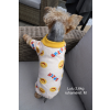  Kutyaruha - Meleg, overál vagy overall kezeslábas kutyaruha sárga, smiley-s mintával - S
