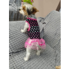  Kutyaruha - Nyári kutyaruha, fekete alapon, rózsaszín szíves mintával és tüll szoknyarésszel - S