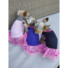  Kutyaruha - Strasszköves felsőrésszel és tüllszoknyával - princess ruha - három színben - L - rózsaszín kutyaruha
