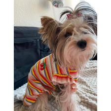  Kutyaruha - Színes, csíkos póló cseresznye mintával - kétféle színben! 	 	 	 	 	 	 	 	 	 	 	 - S - piros csíkos kutyaruha