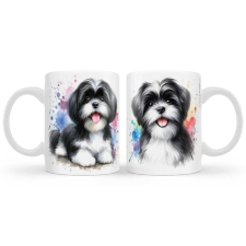 Kutyás bögre, Shih-Tzu (sicu), fekete-fehér bögrék, csészék