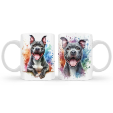 Kutyás bögre, Staffordshire Terrier, szürke bögrék, csészék