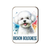  Kutyás fa hűtőmágnes, Bichon Bolognese