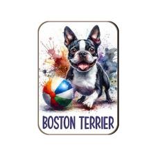 Kutyás fa hűtőmágnes, Boston Terrier hűtőmágnes