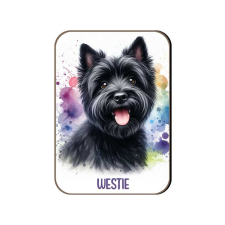 Kutyás fa hűtőmágnes, Westie, fekete hűtőmágnes