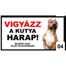  Kutyatábla - fém (amstaff vágott füllel) 20x40cm kutyafelszerelés