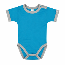 Kynga azúrkék-melírszürke rövid ujjú koraszülött baba body 56 kombidressz, body