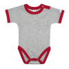 Kynga melírszürke-piros rövid ujjú baba body 62