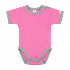 Kynga sötét rózsaszín-melírszürke rövid ujjú baba body 74 kombidressz, body