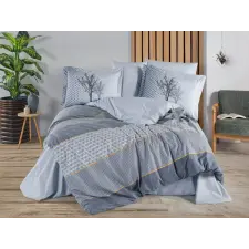  L'essential Maison Poplin Double Quilt Cover Set Indigo Tanya - Indigo lakástextília