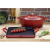 La Cuisine 7100 Piros öntöttvas grillsütő, 2 fülű, 29x26cm, fekete belső