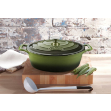 La Cuisine La Cuisine Green öntöttvas ovális lábas fedővel 29 cm-es (432027) edény