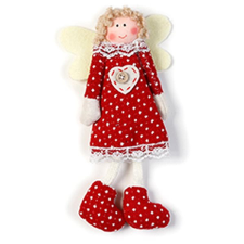 LAALU Angyalka piros ruhában, 25 cm karácsonyfadísz
