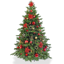 LAALU Díszített karácsonyfa karácsonyi csillagok 270 cm 138 db díszekkel és dekorációval műfenyő