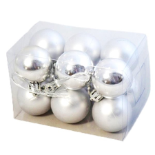 LAALU díszkészlet: vegyes kerek ezüst díszek 3 cm, 12 db karácsonyfadísz