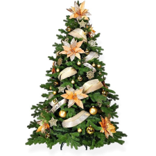 LAALU karácsonyfa feldíszítve - Arany csillogás II, 142 dísz, 270 cm műfenyő