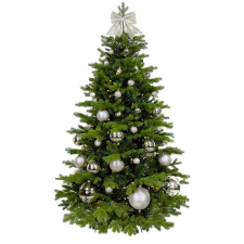 LAALU karácsonyfa feldíszítve - Ezüst karácsony II, 85 dísz, 270 cm műfenyő