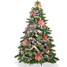 LAALU karácsonyfa feldíszítve - Noblesa, 89 dísz, 210 cm műfenyő