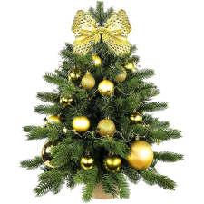 LAALU karácsonyfa LED fényekkel díszítve - Aranykarácsony II, 34 dísz, 60 cm műfenyő