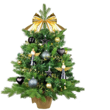 LAALU karácsonyfa LED fényekkel díszítve - Éjszakai égbolt, 37 dísz, 60 cm műfenyő