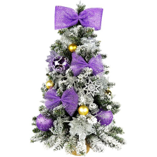 LAALU karácsonyfa LED fényekkel díszítve - Lila költészet, 28 dísz, 60 cm műfenyő