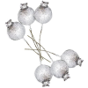 LAALU karácsonyi dekoráció - ezüst csipkebogyó csillámmal, 9,5 cm, 6 darab