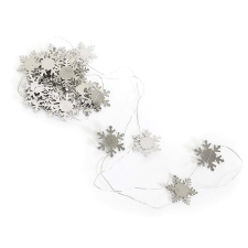 LAALU karácsonyi dekoráció - lánc hópelyhekkel, ezüst, 2 m karácsonyfadísz