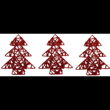  LAALU Karácsonyi dísz - fenyőfa, piros, 10 cm, 3 db (LAU-2078) party kellék