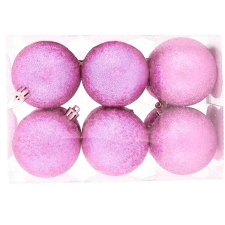 LAALU Karácsonyi dísz - gömb, rózsaszín csillámos, átmérő 4 cm, 12 db karácsonyfadísz