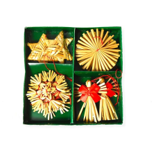 LAALU Karácsonyi szalmadísz, 4-6 cm, 12 db karácsonyfadísz