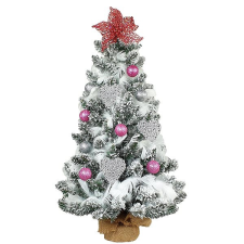 LAALU LED fényekkel díszített karácsonyfa - Gyöngyszív, 32 dísz, 60 cm műfenyő