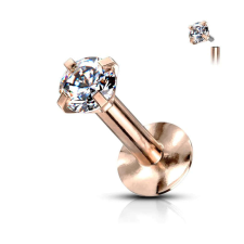Labret kör alakú kővel (rosegold színű) testékszer