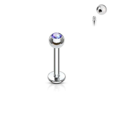  Labret mini kristállyal (ezüst színű, kék kővel) testékszer