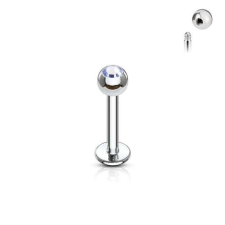 Labret mini kristállyal (ezüst színű, türkiz kővel) testékszer