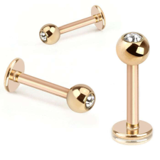  Labret mini kristállyal (rosegold színű, crystal kővel) testékszer