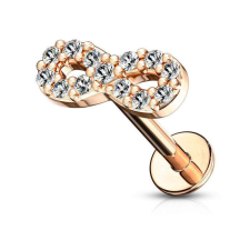 Labret végtelen szimbólummal (rosegold színű) testékszer