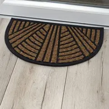  Lábtörlő félköríves gumi kókusz (40x60 cm) fekete-barna, sávos mintával lakástextília