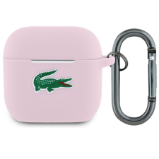 Lacoste Liquid Silicone Croc Logo AirPods 4 szilikon tok karabinerrel, rózsaszín fülhallgató, fejhallgató tok