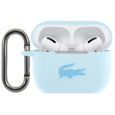 Lacoste Liquid Silicone Glossy Printing Logo AirPods Pro szilikon tok karabinerrel, kék fülhallgató, fejhallgató tok