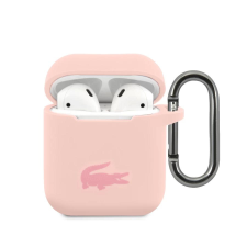 Lacoste Liquid Silicone Glossy Printing Logo tok Airpods 1/2 készülékhez rózsaszín tok és táska