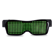 Lakatos István E.V. Parti szemüveg, világító szemüveg, LED kijelzős szemüveg Zöld party kellék