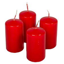 Lakkozott adventi gyertya 70x40mm piros 4db/csom (db ár) dekorációs kellék