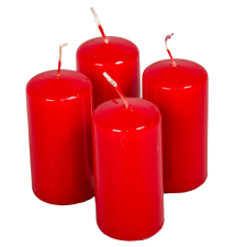  Lakkozott adventi gyertya 80x40mm piros 4db/csom (db ár) dekorációs kellék