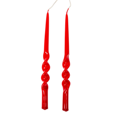  Lakkozott rövid alfa csavart gyertya piros 235x12mm 8db/csom (db ár) dekorációs kellék