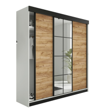  Lamaro Tolóajtós Szekrény tükörrel 200x205cm - fehér&amp; aranytölgy bútor